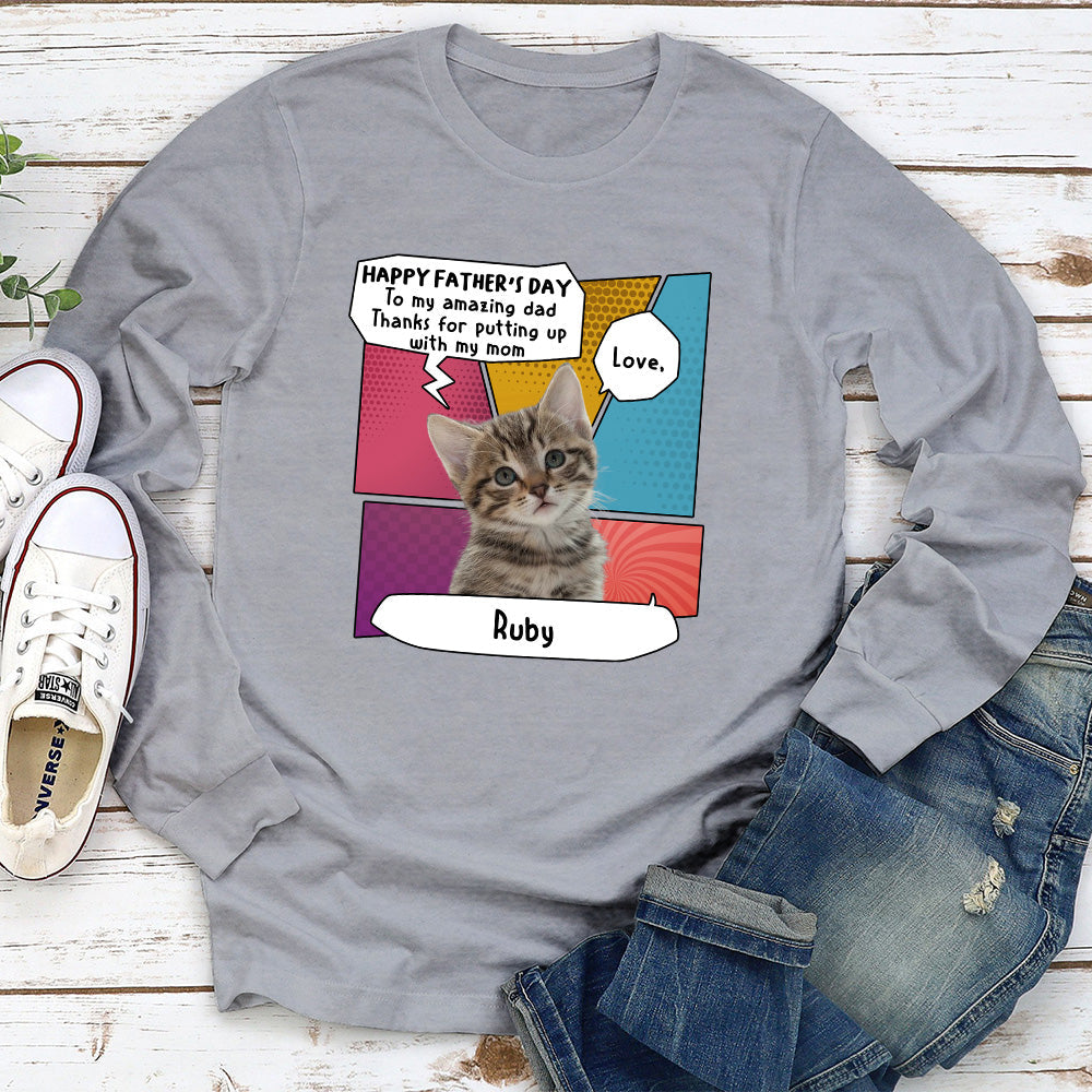 Amazing Cat Dad - Personalized Custom Long Sleeve T-shirt