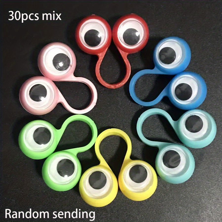 30 pcs Wiggle Eye Finger Puppets - Fun Plastic Rings for Kids' Parties and Games