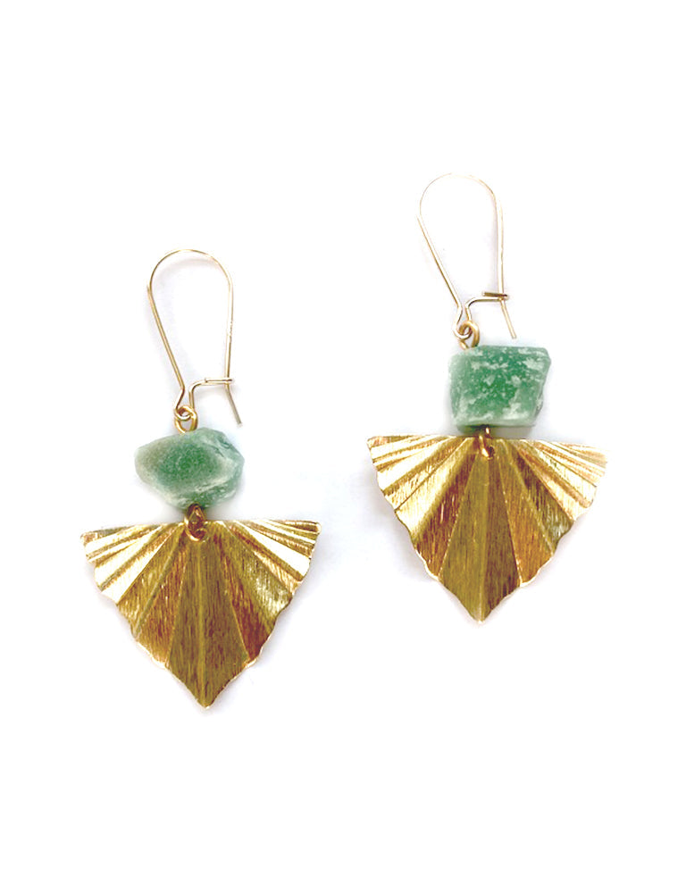Aventurine Shield Earrings