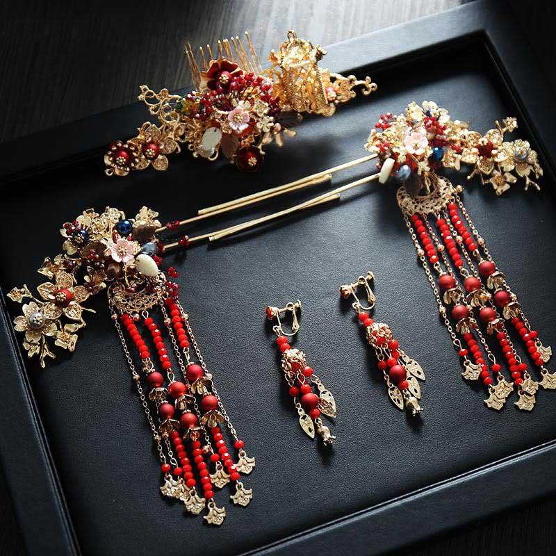 1 Set Antiquity Hanfu Phoenix Coronet Hairpin Accessories - Animal Amity