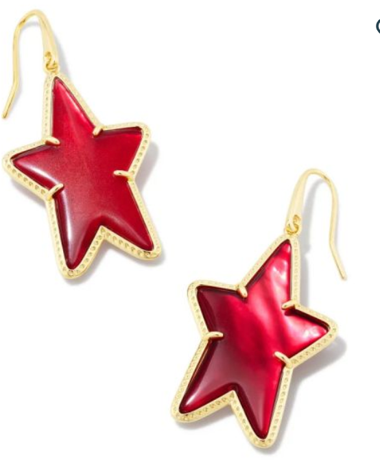 Ada Star Drop Earrings in Red Illusion