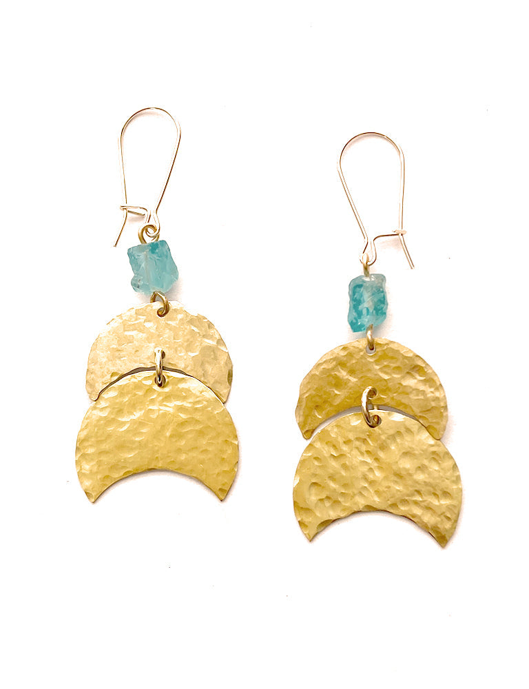 Apatite Double Moon Earrings