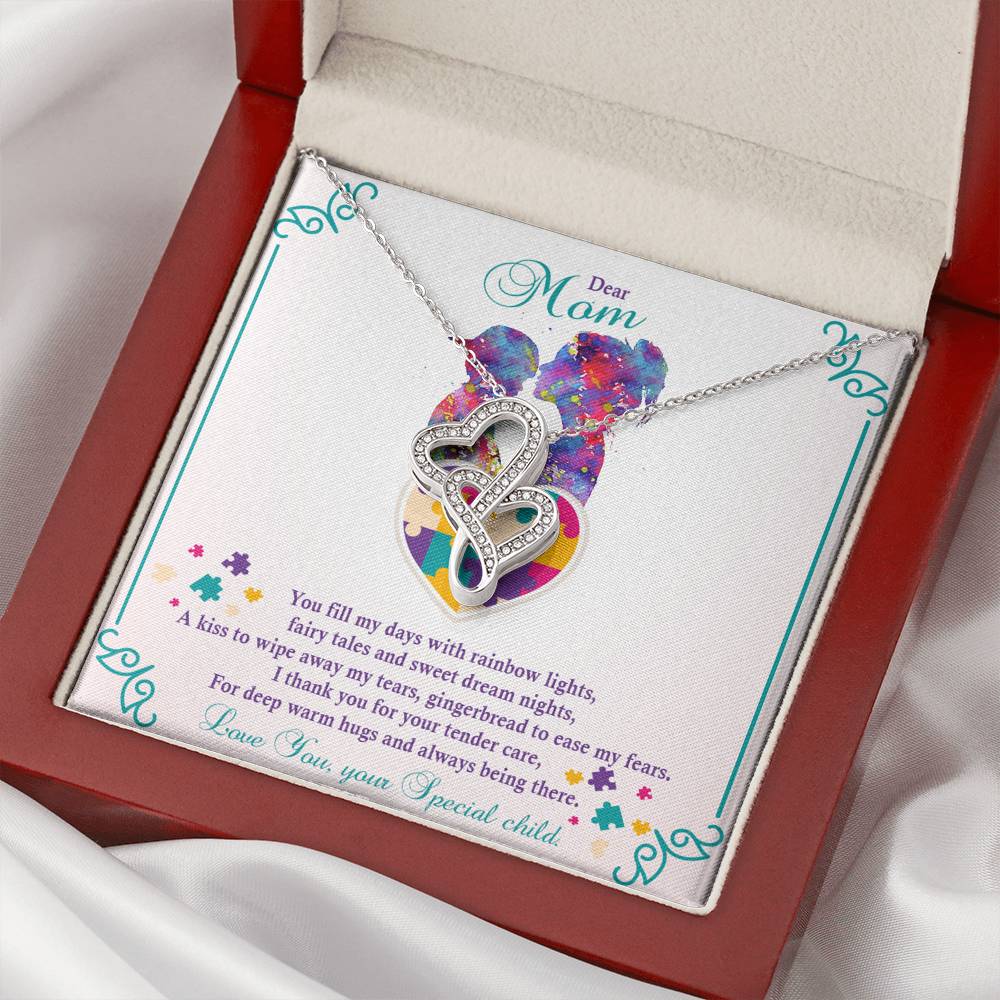 Autism - Double Heart Pendant Necklace