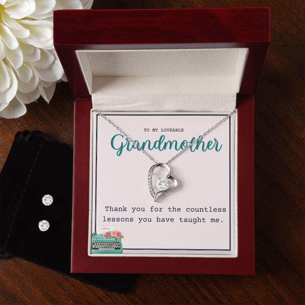 34 Forever Love Necklace and Cubic Zirconia Earring Set