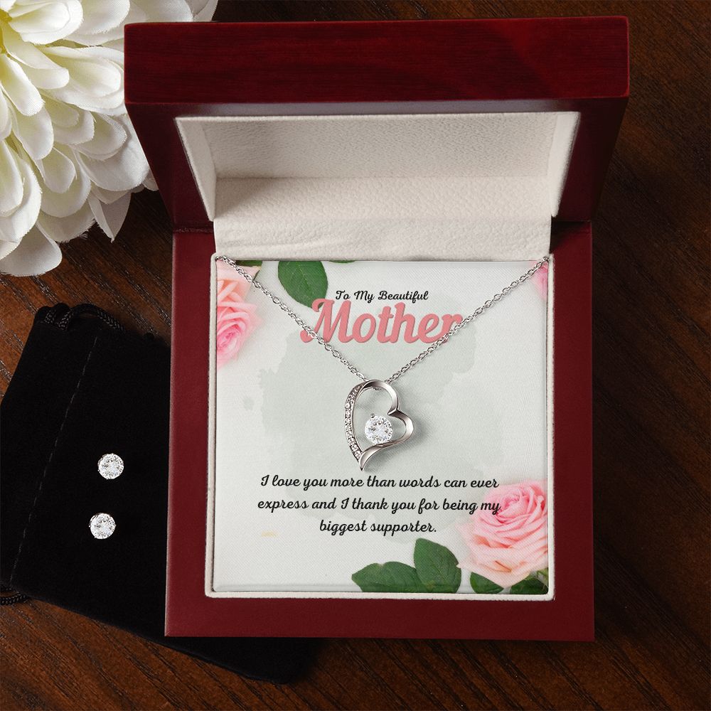 55 Forever Love Necklace and Cubic Zirconia Earring Set