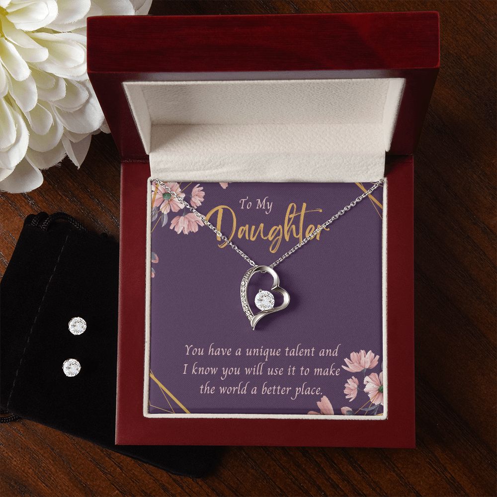 58 Forever Love Necklace and Cubic Zirconia Earring Set