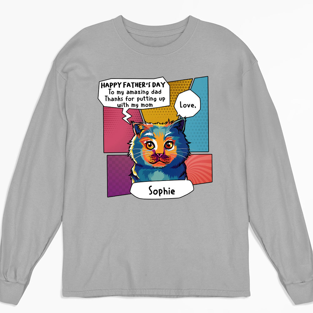 Amazing Cat Dad - Personalized Custom Long Sleeve T-shirt