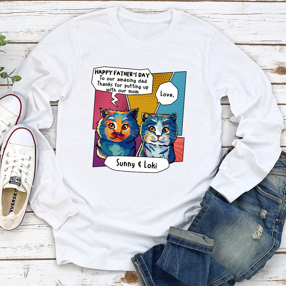 Amazing Cat Dad - Personalized Custom Long Sleeve T-shirt