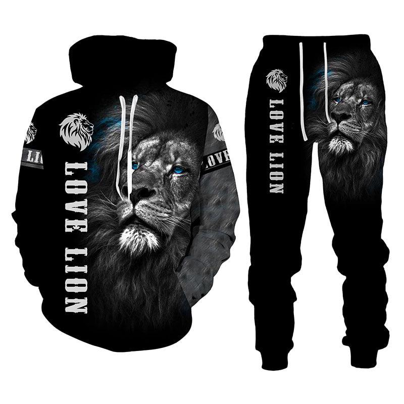 3D Lion King Printed Hooded Sweater Pants