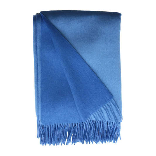 Silo of Alashan Double Faced Classic Cashmere Blend Throw Main Carolina Blue/Bay Blue Fine Linens