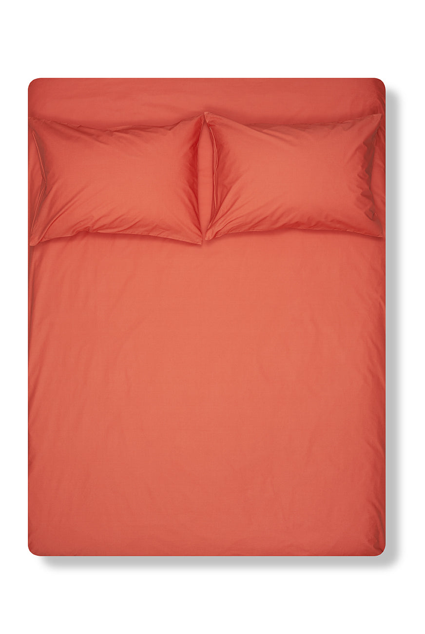"Lobster Red" Pima Cotton Percale Bedding-Percale Bedding-ZigZagZurich