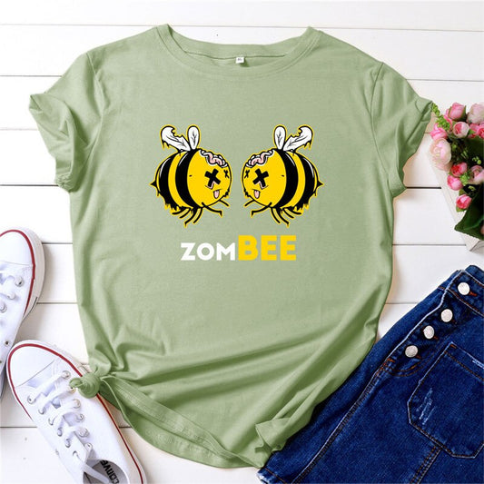100%Cotton Women Tshirt Kawaii Clothes Lovely Bees Print T Shirts