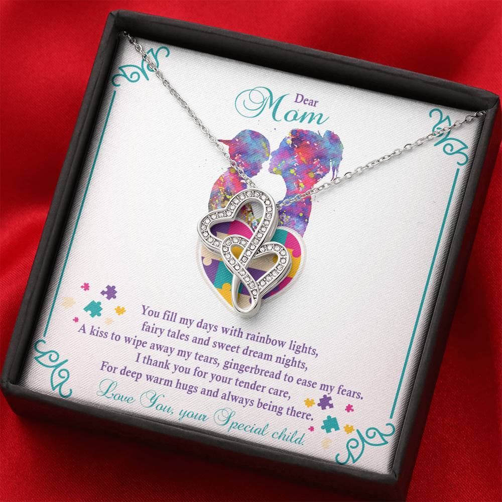 Autism - Double Heart Pendant Necklace