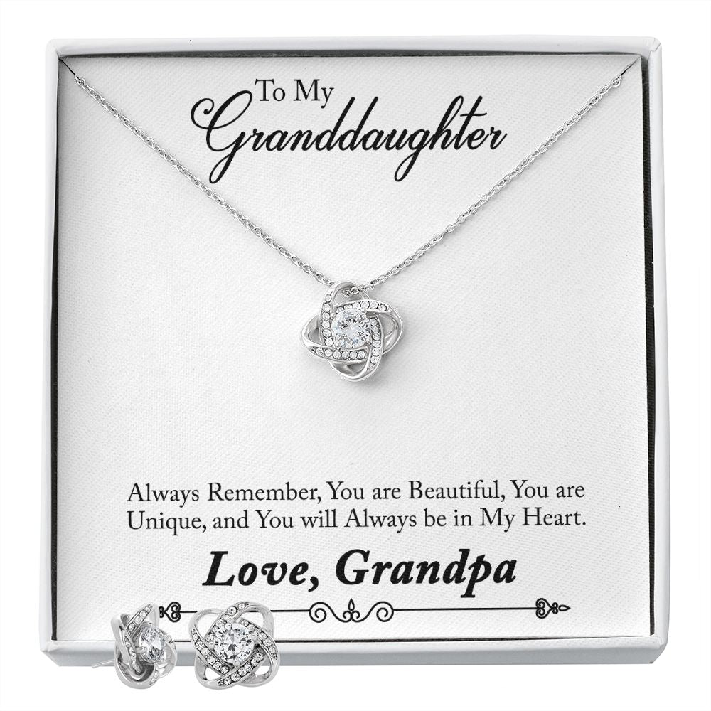 01-To My Grand Daughter Love Knot Earring & Necklace Set