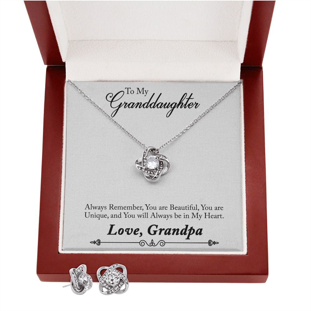 01-To My Grand Daughter Love Knot Earring & Necklace Set