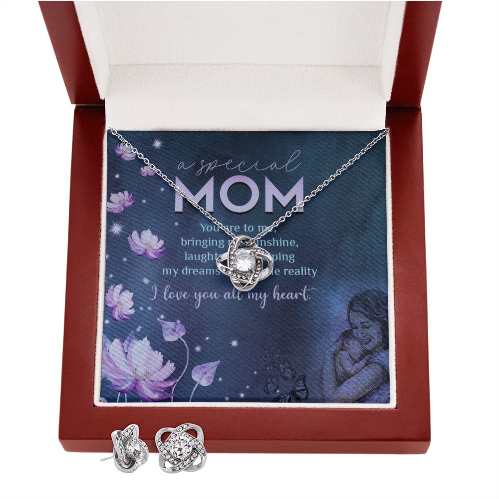 A Special Mom Love Knot Earring & Necklace Set