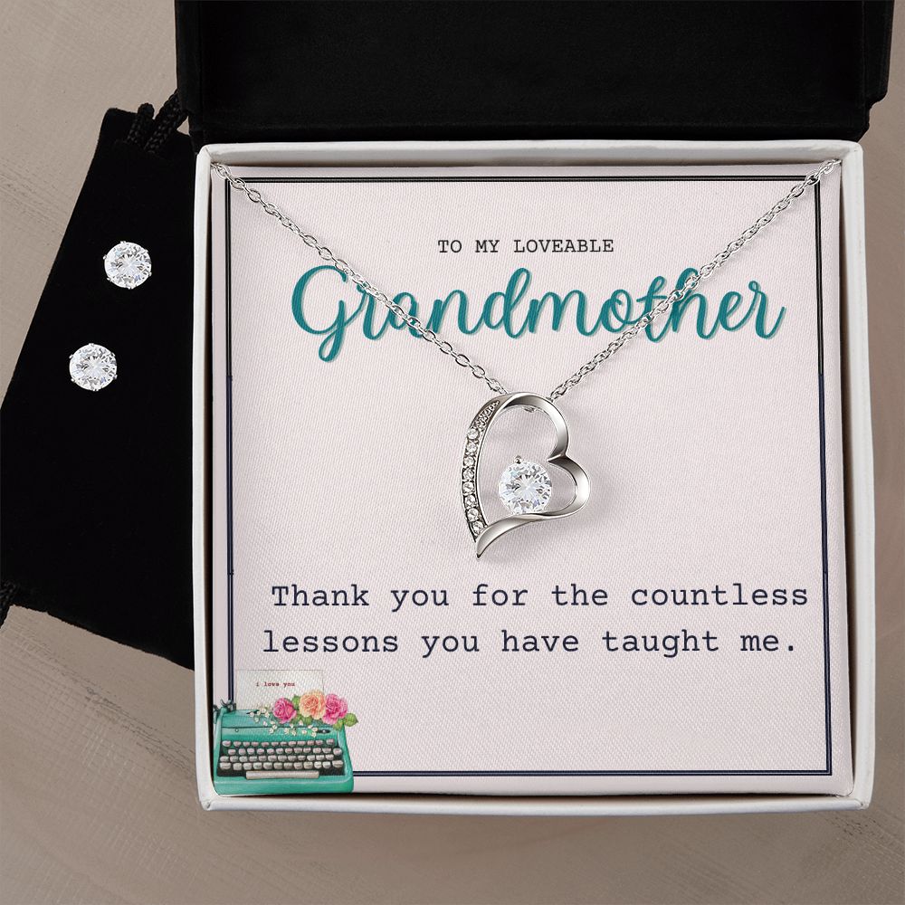 34 Forever Love Necklace and Cubic Zirconia Earring Set