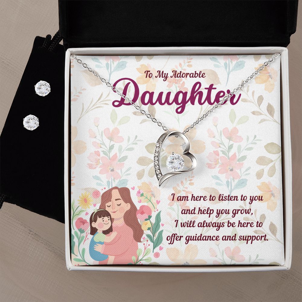 47 Forever Love Necklace and Cubic Zirconia Earring Set