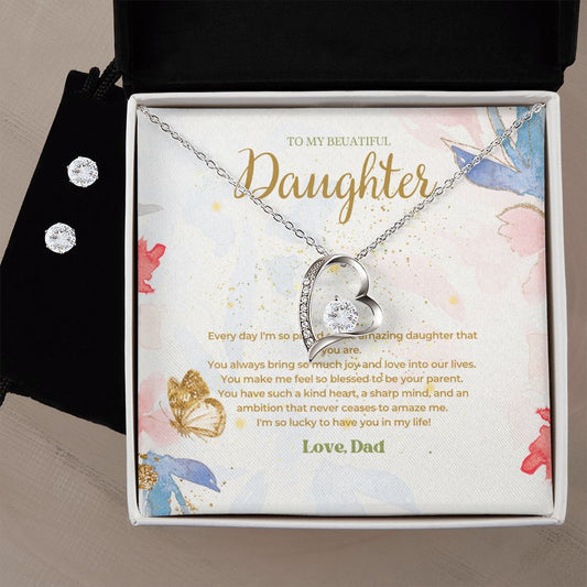 13 Forever Love Necklace and Cubic Zirconia Earring Set