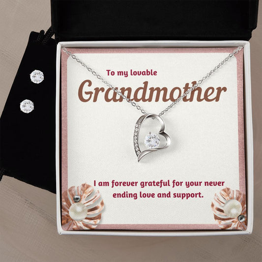 80 Forever Love Necklace and Cubic Zirconia Earring Set