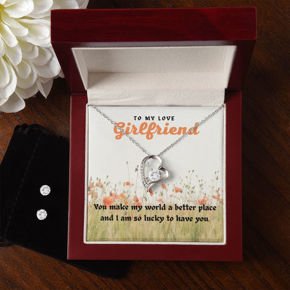 54 Forever Love Necklace and Cubic Zirconia Earring Set