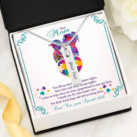 Autism - Birthstone Name Pendant Necklace