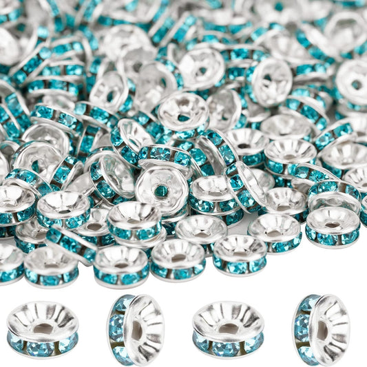 800pcs 6mm-8mm Round Rhinestone Spacer Beads - Perfect for Making Necklace, Bangle, and Pendant Jewelry!