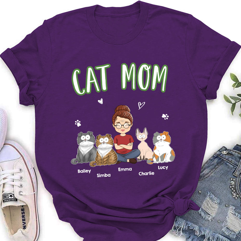 A Cat Mom - Personalized Custom Women's T-shirt