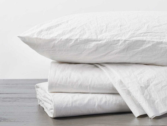 Alpine White Organic Crinkled Percale Sheet Sets by Coyuchi | Fig Linens